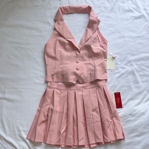 Blush Pink Fabric with Button Detail 2 piece dress set